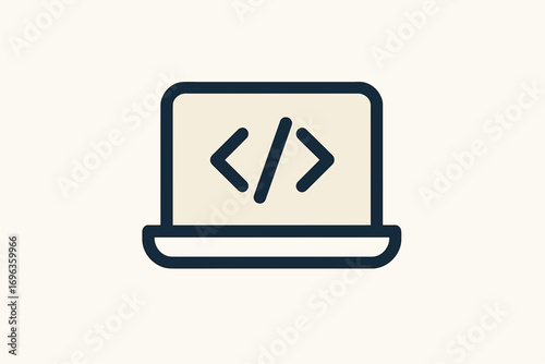Laptop Screen Displaying Code Symbols for Programming and Development.