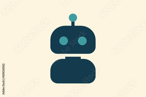Simple robot icon representing artificial intelligence and digital assistance concept.