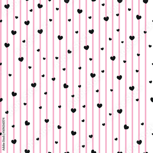 Pink stripe with heart seamless fabric pattern