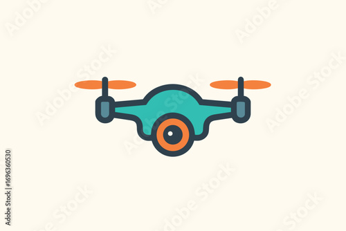 Modern Drone with Camera Icon for Aerial Photography and Videography.