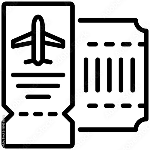 ticket icon isolated on white background. vector illustration icon for travel and vacation