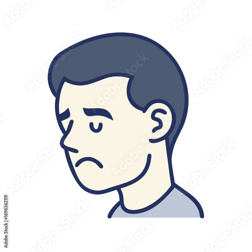 Vector art of sad man with a frown, feeling downcast