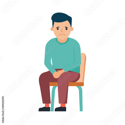 Vector art of sad man sitting on a chair