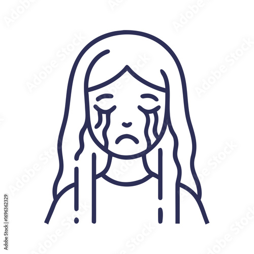 Vector art of sad woman crying