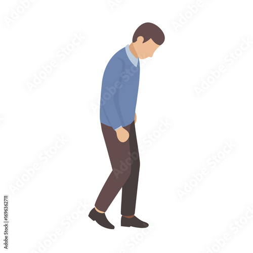 Vector art of sad man walking, depression concept design