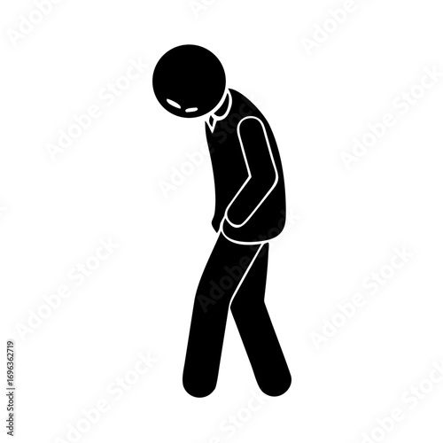 Vector art of sad man walking, depression concept design