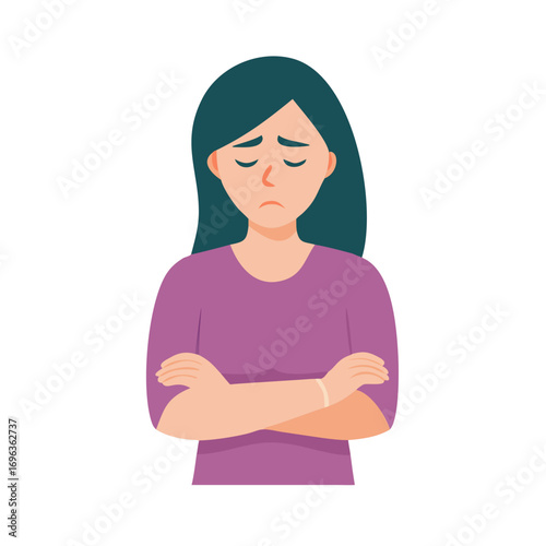 Vector art of sad woman with arms crossed
