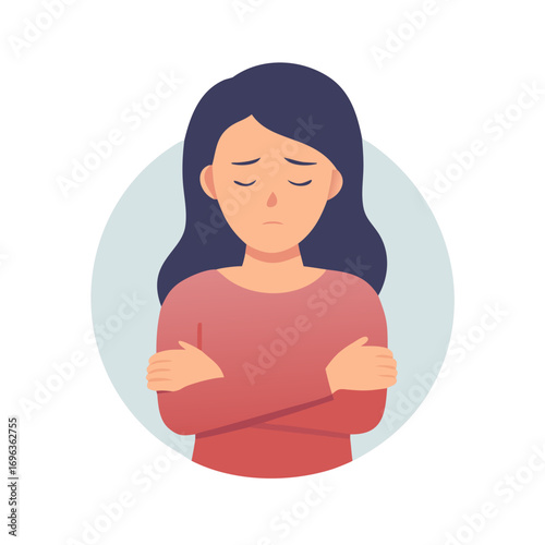 Vector art of sad woman with arms crossed