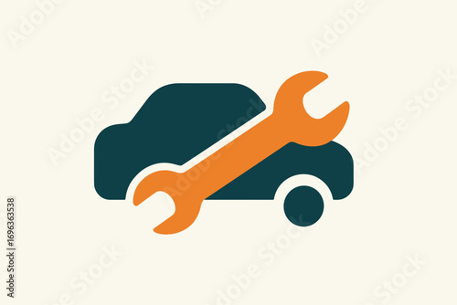 Car with wrench icon representing vehicle maintenance and repair services.