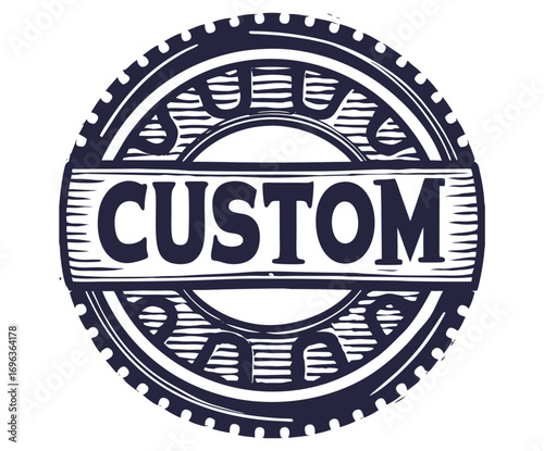 Vintage inspired custom lettering emblem captures the essence of classic design and craftsmanship, reflecting personalized style and celebrating unique identity with intricate detail