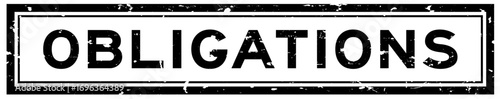 Grunge black obligations word rsquare ubber seal stamp on white background