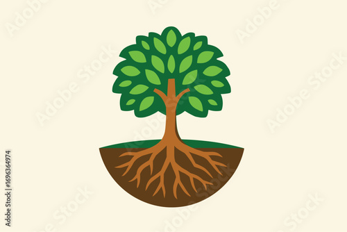 Tree with Exposed Roots Illustration.