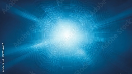 Abstract blue radial background with glowing lines and futuristic design, representing technological advancement, digital innovation, networks, data analysis, high tech concepts, and modern interface