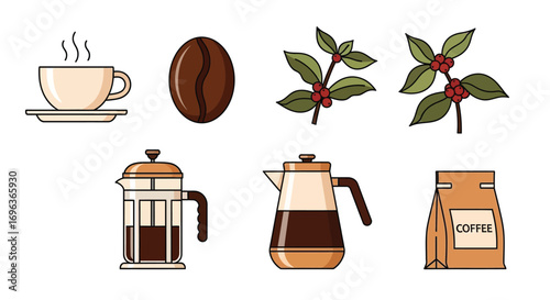 Freshly brewed coffee and ingredients for a perfect morning.