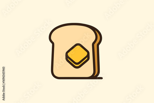 Simple illustration of a slice of toast with a pat of butter on top.
