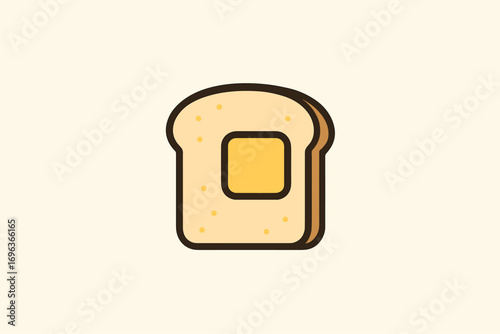 Cartoon Toast with Butter - A Simple and Delicious Breakfast Illustration.