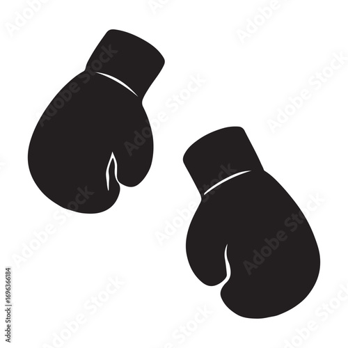 Vector art of two black boxing gloves for sport and fitness