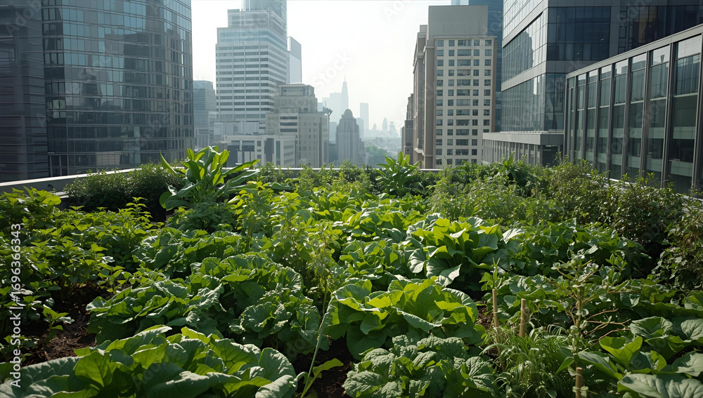 Fototapeta premium Rooftop Organic Garden in Modern City