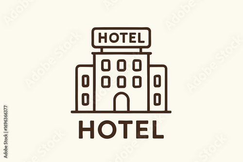 Minimalist Hotel Building Outline with Signage.