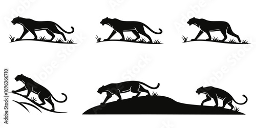 Black Panther Silhouette Collection Diverse Poses