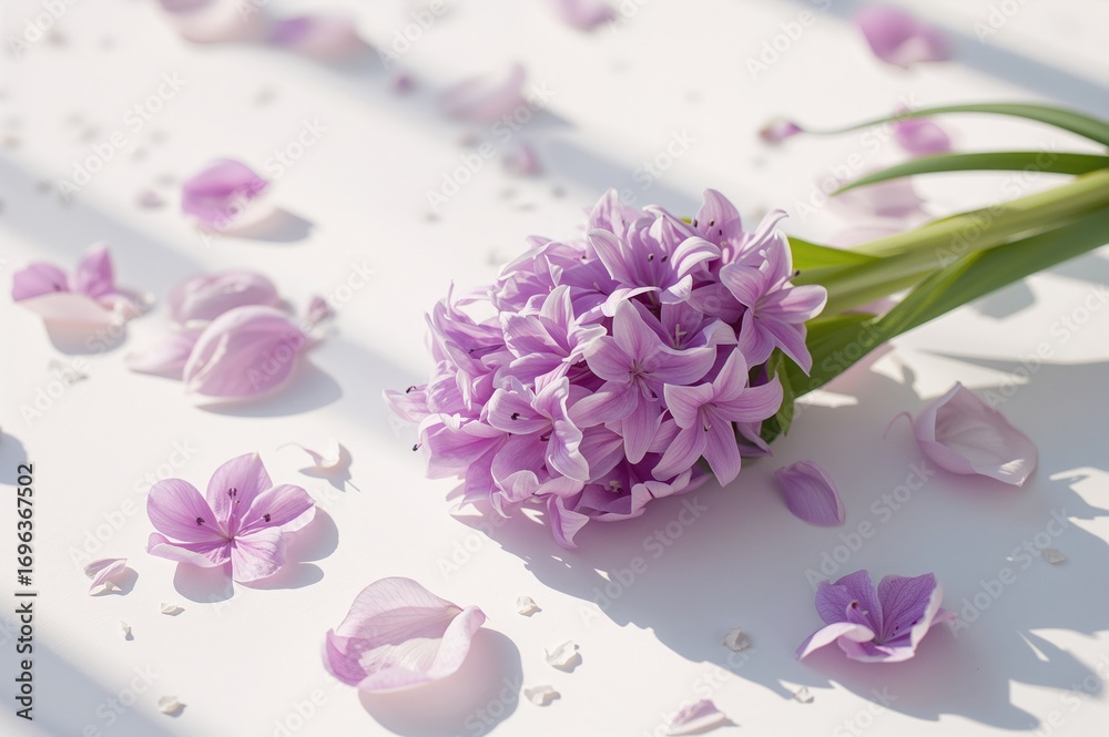 Fototapeta premium Isolated Hyacinth Flower with Leaves on a Clean White Surface