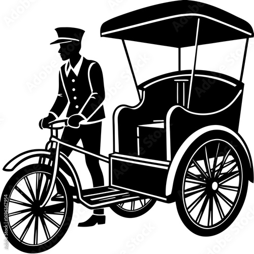  pedicab driver silhouette black victor