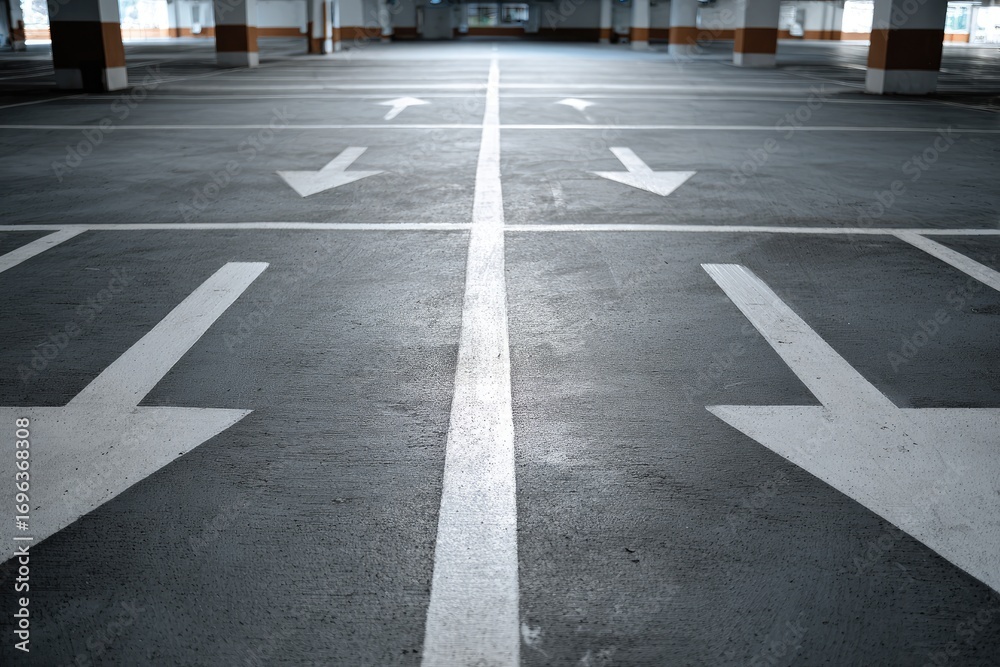 custom made wallpaper toronto digitalEmpty parking garage interior with directional arrows