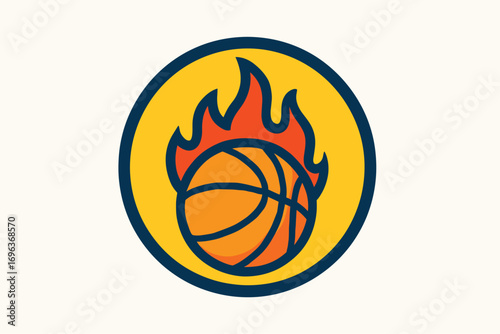Basketball on fire icon representing intense sports action and passion.