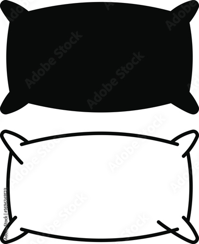 Pillow icon set. isolated on white background.  Comfortable fluffy pillow. Icon Illustration.
