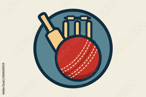 Cricket ball bat stumps sports equipment game.