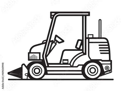 Flail Mower Icon in Clean Minimal Agricultural Vector Illustration