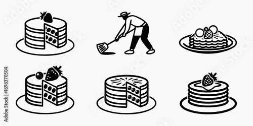 Delicious Cakes and Baker Icon Set
