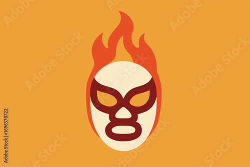 Luchador Mask With Flames Icon.