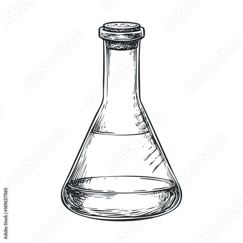 Laboratory glassware for science experiments and research purposes. Vector hand drawn illustration