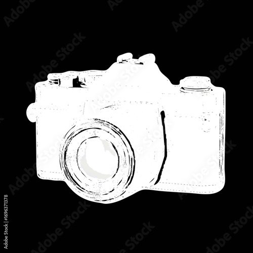 Creative illustration of a camera design on a black background showcasing the art of photography and visual storytelling