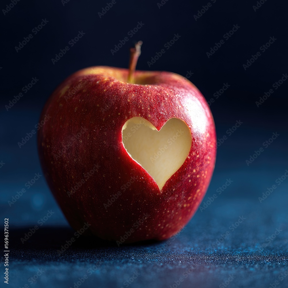Obraz premium Red apple with a heart-shaped cutout (2)