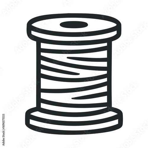 Creative sewing thread spool for crafting and design projects. Vector line illustration