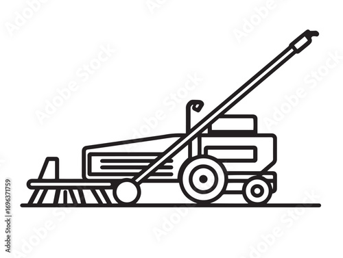 Modern Agricultural Flail Mower Icon in Stylish Line Art Style