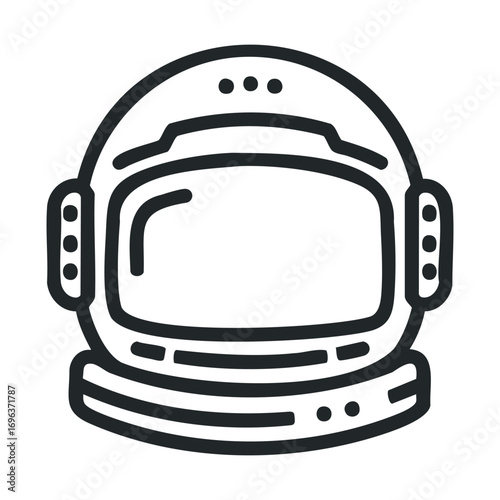 Astronaut helmet concept suitable for educational purpose and design. Vector line illustration
