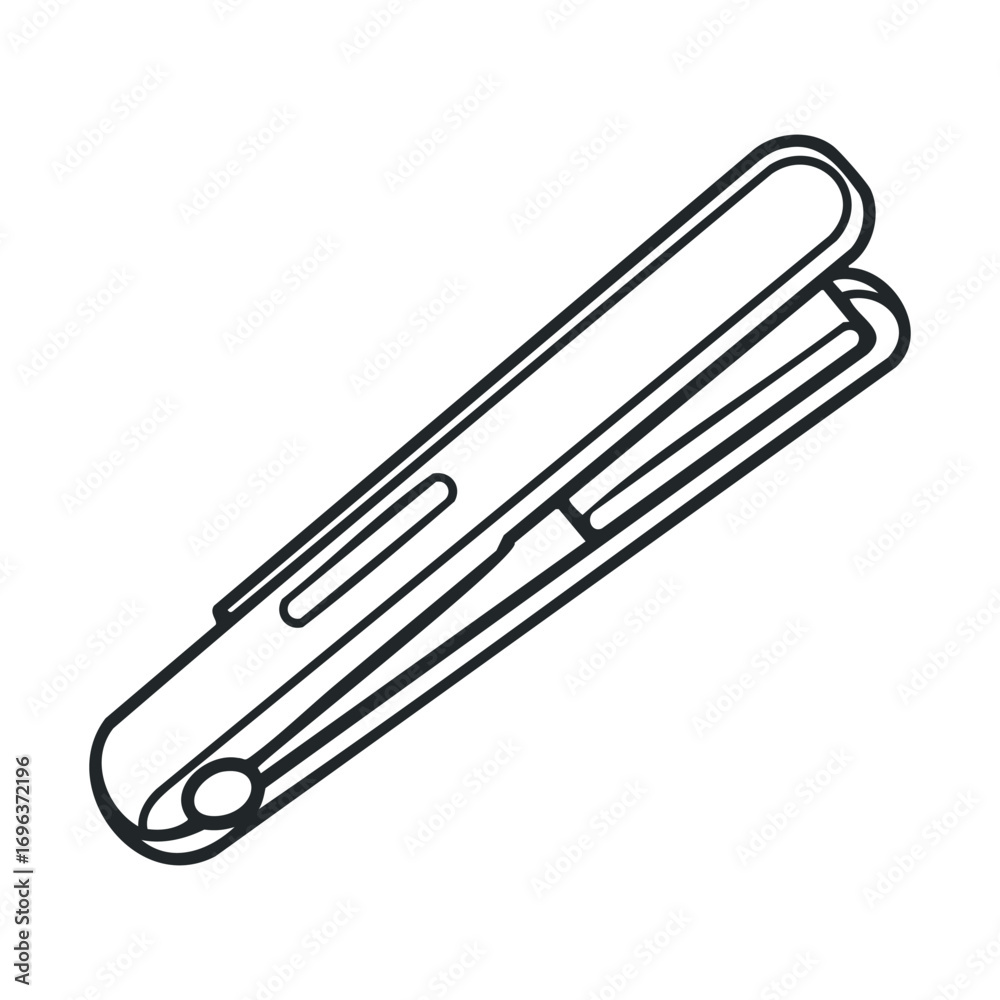 Hair styling tool for sleek hairstyles and smooth finishes. Vector line illustration Hair styling tool for sleek hairstyles and smooth finishes. Vector line illustration
