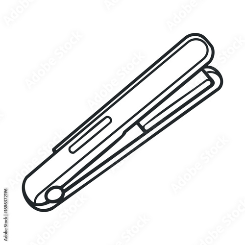 Hair styling tool for sleek hairstyles and smooth finishes. Vector line illustration