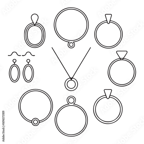 Minimal fashion jewelry icon collection