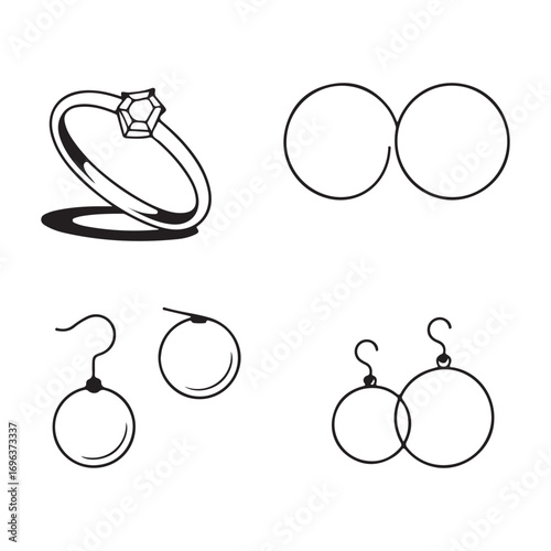 Minimal fashion jewelry icon collection