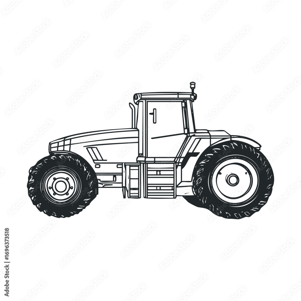 Obraz premium Tractor vehicle design for agricultural use and farming projects. Vector hand drawn illustration