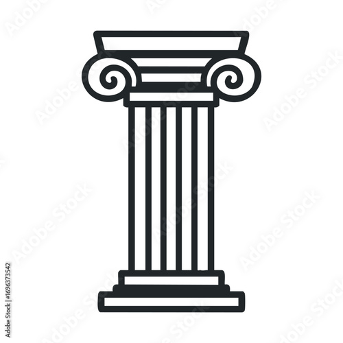 Ornate architectural column for decorative purposes. Vector line illustration