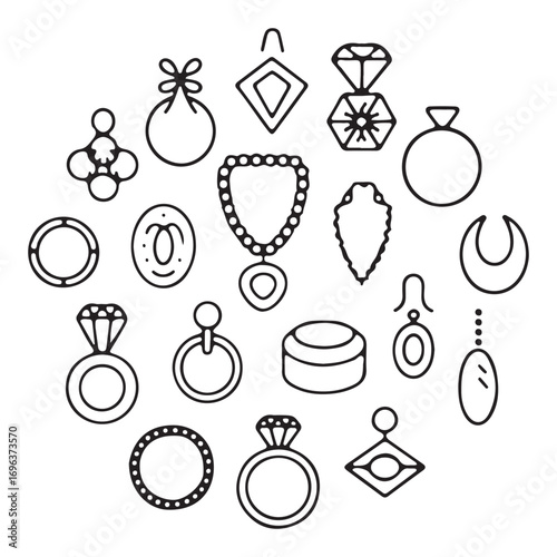 Minimal fashion jewelry icon collection