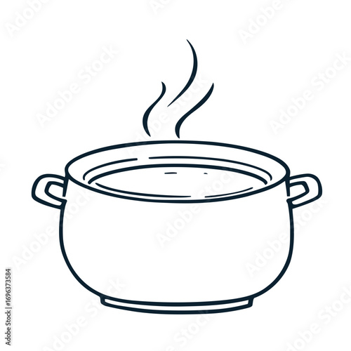 Isolated metal cooking pot with a spoon and lid
