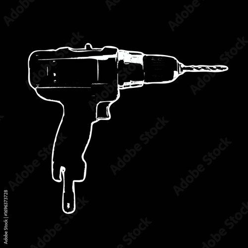 Detail of a power drill against a black background showcasing its design and functionality for various tasks