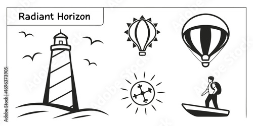 Radiant Horizon Lighthouse Hot Air Balloon Sun Drone