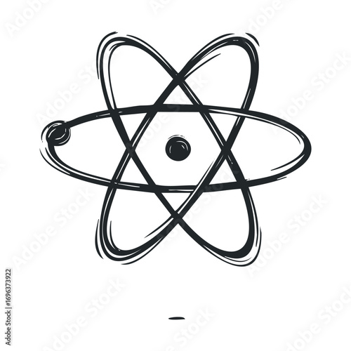 Atomic structure concept for education and science design. Vector hand drawn illustration